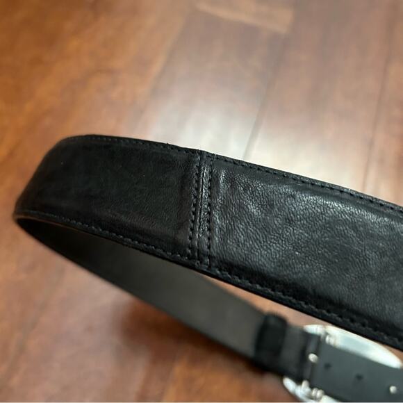 Streets Abound Black Belt with Silver Circle Textured Buckle Made in USA Size 34 - Picture 8 of 14